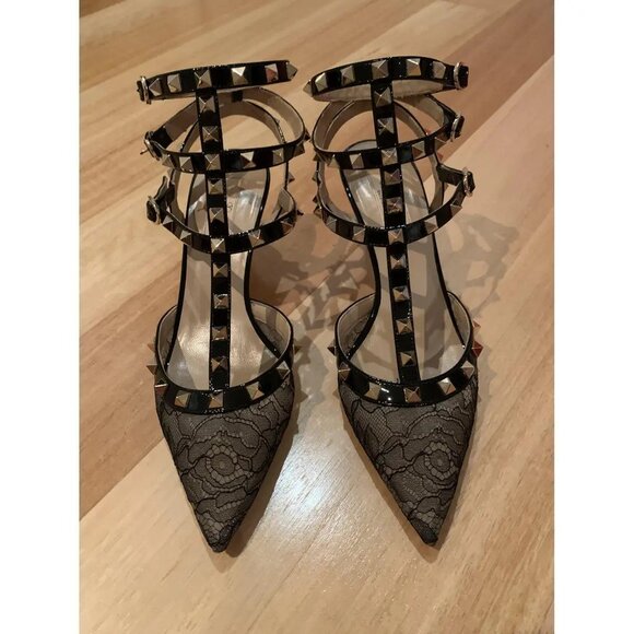 Valentino Garavani Lace Rockstud Heels 40 - Picture 2 of 4